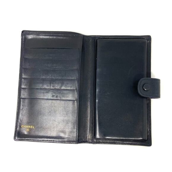 Chanel Vintage Black Lambskin CC Long Wallet – 90s, Authentic, Made In France - Picture 2 of 9